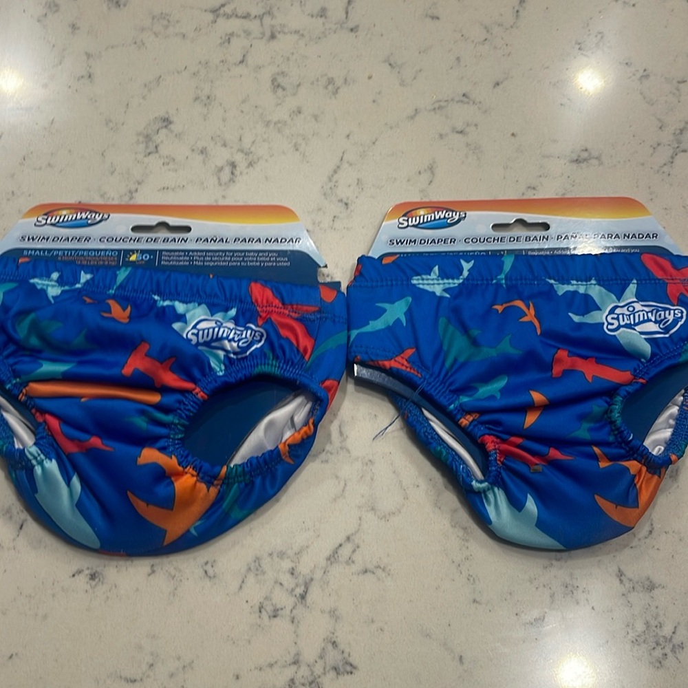 Swimways Swim Diaper sharks reusable lot of 2